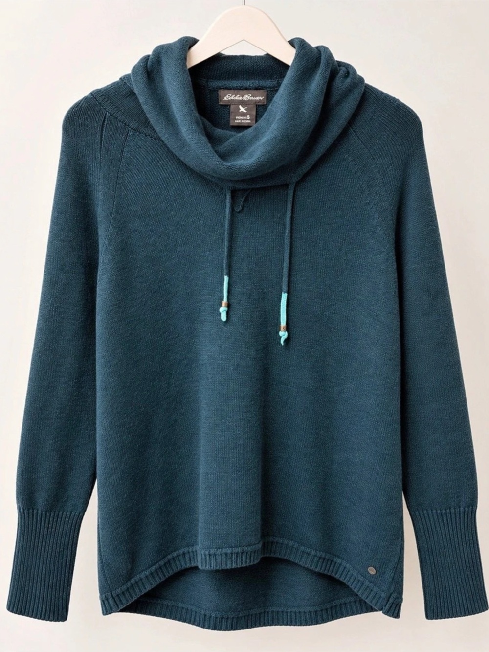 Eddie Bauer Women'Small Cowl Neck Sweater Blue Small Like New